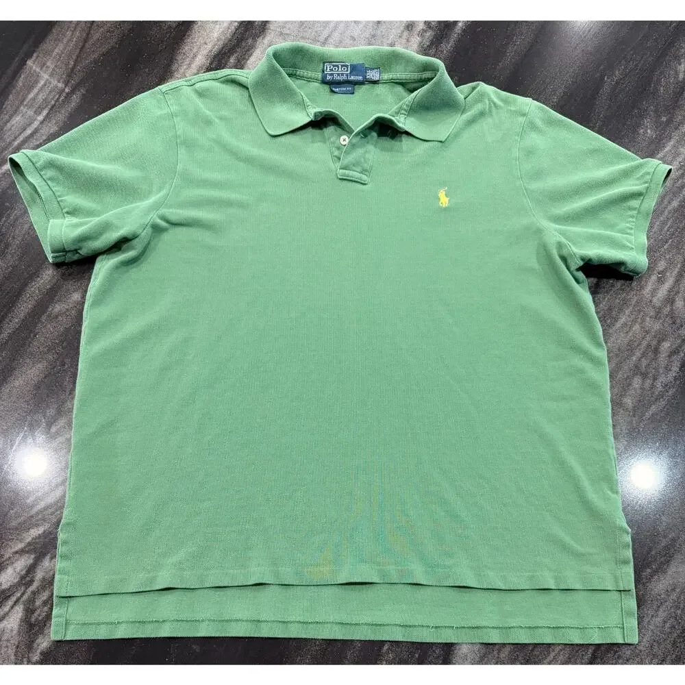 Vintage Polo Ralph Lauren Mens XXL Custom Fit Pony Pique Preppy Golf Shirt